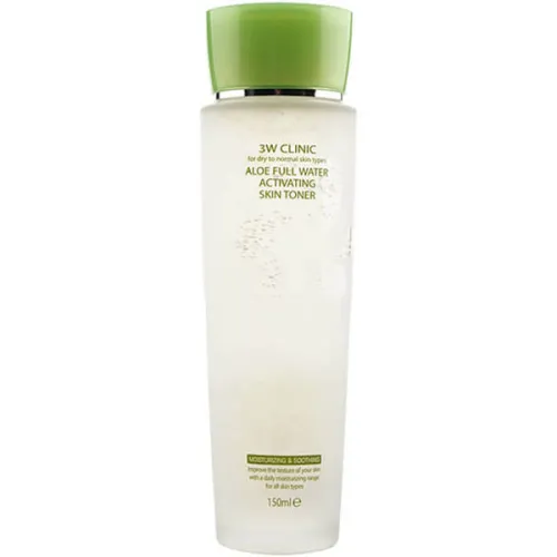 Увлажняющий и успокаивающий тонер для лица 3W Clinic Aloe Full Water Activating Skin Toner с экстрактом алоэ вера, 150 мл.