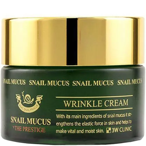 Антивозрастной крем для лица 3W Clinic Snail Mucus Wrinkle Cream с муцином улитки, 50 мл.