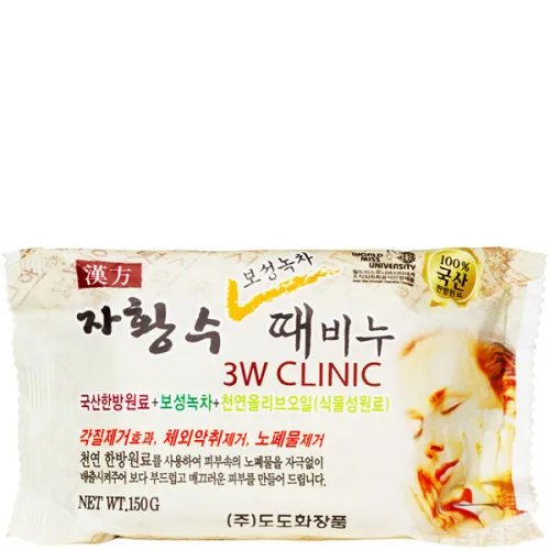 Очищающее мыло для лица и тела 3W Clinic Green Tea Dirt Soap с экстрактом зеленого чая, 150 г.