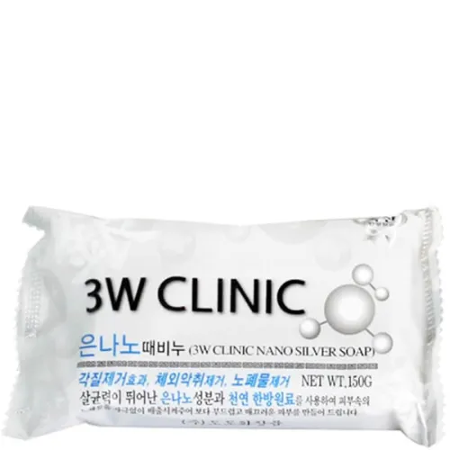 Очищающее мыло для лица и тела экстрактом серебра 3W Clinic Silver Nano Dirt Soap, 150 г.