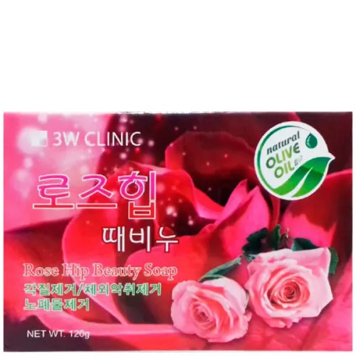 Очищающее мыло для лица и тела 3W Clinic Rose Hip Beauty Soap с экстрактом шиповника, 120 г.