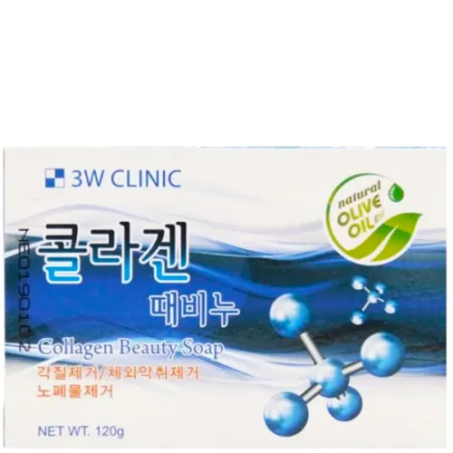 Очищающее мыло для лица и тела 3W Clinic Collagen Beauty Soap с коллагеном, 120 г.