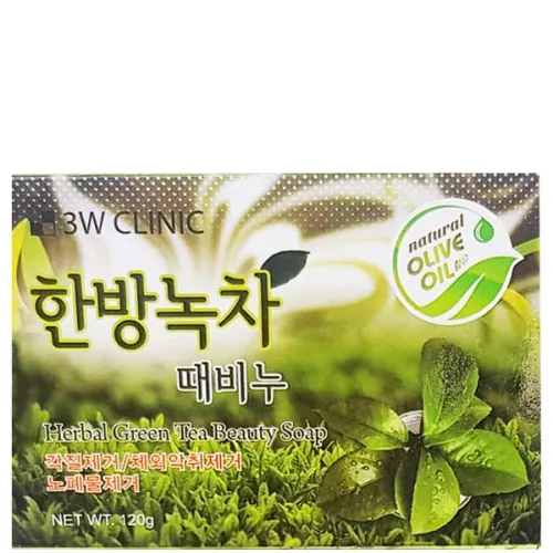 Очищающее мыло для лица и тела 3W Clinic Herbal Green Tea Beauty Soap с экстрактом зеленого чая, 120 г.