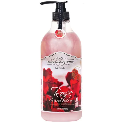 Розслабляючий гель для душу 3W Clinic Relaxing Rose Body Cleanser з екстрактом троянди, 1000 мл.