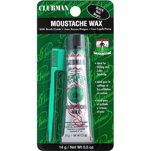 Віск для укладання та підфарбовування бороди Clubman Pinaud Moustache Wax з щіточкою, 14 г.