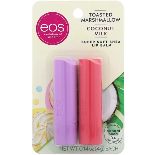 Набор бальзамов для губ «зефир и кокосовое молоко» EOS Lip Balm Toasted Marshmallow & Coconut Milk, 2 шт. х 4 г.