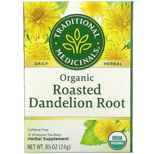 Трав’яний чай Traditional Medicinals Organic Roasted Dandelion Root зі смаженого коріння кульбаби, 16 шт. х 1.5 г.