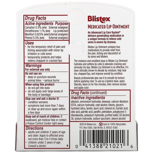 Лечебный бальзам для губ Blistex Medicated Lip Ointment, 6 г. - вид 2
