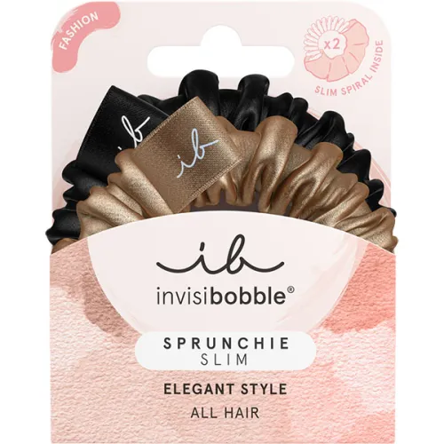 Резинка-браслет для волос «золотая и черная» Invisibobble Sprunchie Slim True Golden