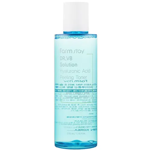 Пілінг-тонер для обличчя FarmStay Dr.V8 Solution Hyaluronic Acid Peeling Toner з гіалуроновою кислотою, 210 мл.