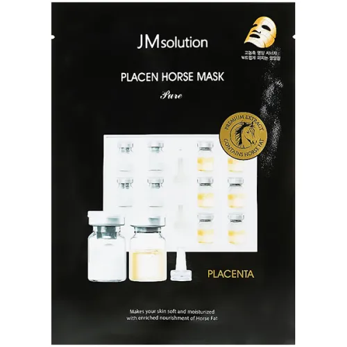 Тканинна маска для обличчя JMsolution Placen Horse Mask Pure з екстрактом кінського жиру, 30 мл.