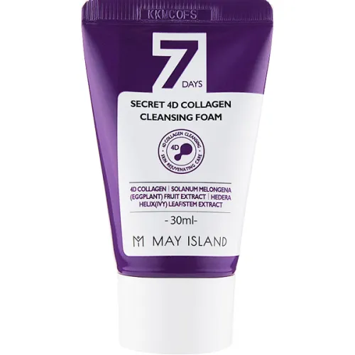 Пенка для умывания May Island 7 Days Secret 4D Collagen Cleansing Foam с коллагеном, 30 мл.
