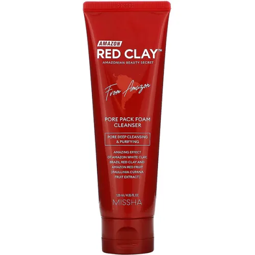 Пенка-маска для лица Missha Amazon Red Clay Pore Pack Foam Cleanser с красной глиной, 120 мл.