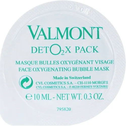 Кислородная пузырьковая маска-детокс для лица Valmont DetO2X Pack, 6 шт. х 10 мл.
