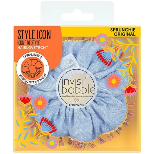 Резинка-браслет для волосся «синя» Invisibobble Sprunchie Flores & Bloom Hola Lola
