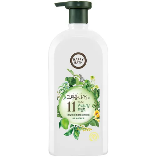 Увлажняющий гель для душа Happy Bath Green Collagen Body Wash Basil & Citrus с экстрактом базилика и цитруса, 750 г.