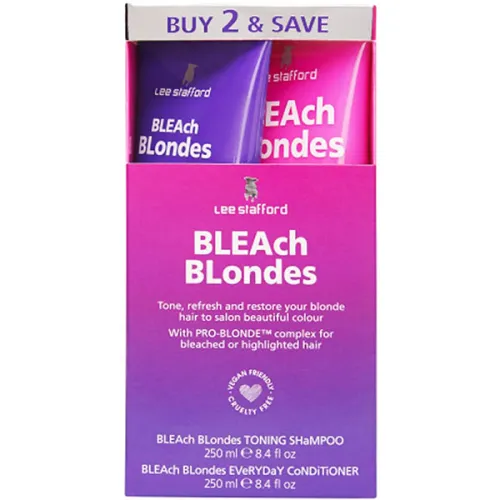 Набор по уходу за осветленными волосами Lee Stafford Bleach Blondes Twin Pack, 2 шт. х 250 мл.