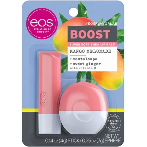 Набор бальзамов для губ «манго и дыня» EOS Boost Mango Melonade Lip Balm Stick & Sphere, 7 г. + 4 г.