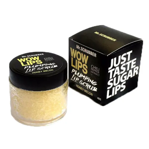 Сахарный скраб для губ «медовая дыня» Mr.Scrubber Plumping Lip Scrab Wow Lips Honey Melon, 40 г.