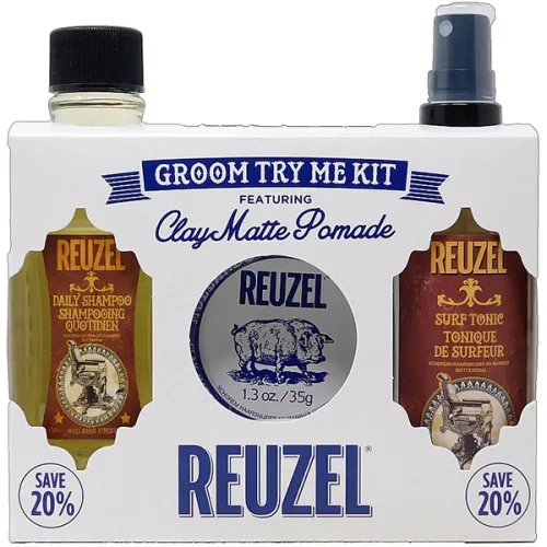 Набір для волосся Reuzel Groom Try Me Kit Clay Matte Pomade