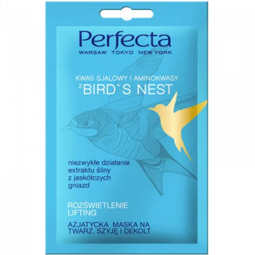 Ліфтинг-маска для обличчя та шиї Perfecta Bird’s Nest Asiatic Face Mask з екстрактом ластівчиного гнізда, 20 мл.