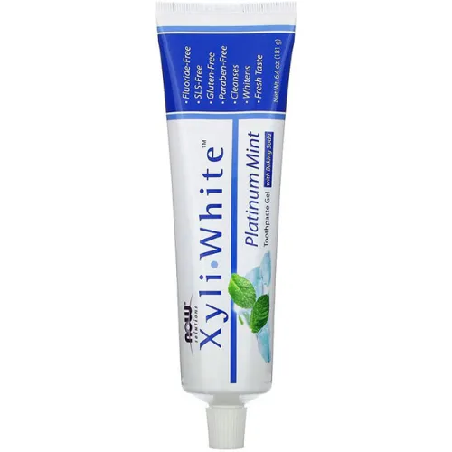 Гелева зубна паста «м’ята» Now Foods Xyli White Platinum Mint Toothpaste Gel, 181 г.