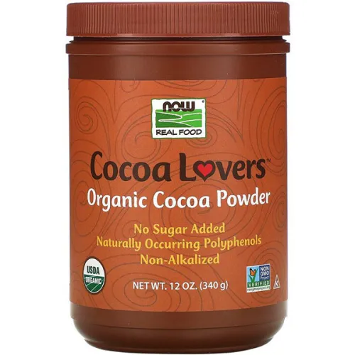 Органический какао-порошок Now Foods Real Food Cocoa Lovers Organic Cocoa Powder, 340 г.