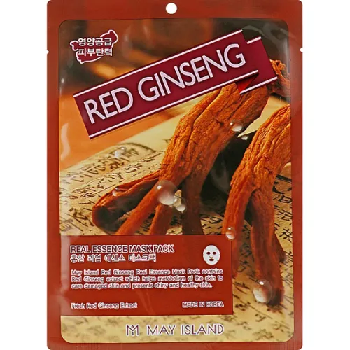 Тканинна маска для обличчя May Island Real Essence Red Ginseng Mask Pack з екстрактом червоного женьшеня, 25 мл.