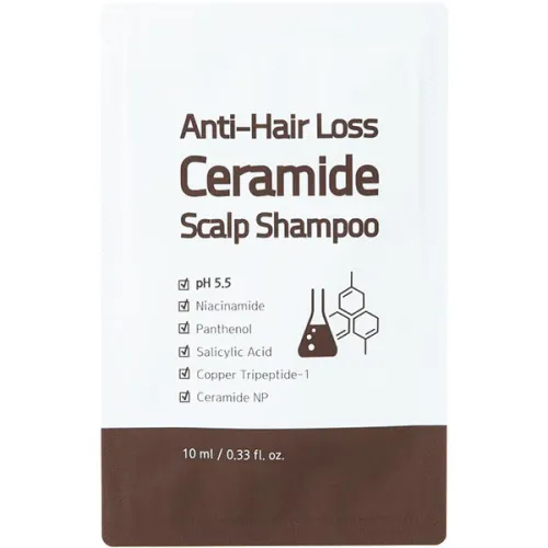 Шампунь проти випадіння волосся Trimay Anti Hair Loss Ceramide Scalp Shampoo з керамідами, 10 мл.
