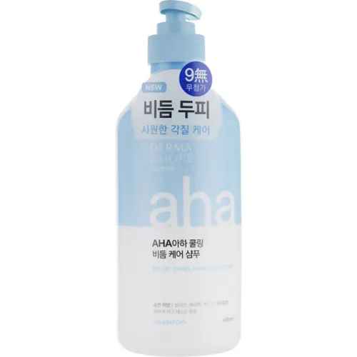 Заспокійливий та охолоджуючий шампунь проти лупи KeraSys Derma & More AHA-Cooling Dandruff Care Shampoo з AHA кислотами, 600