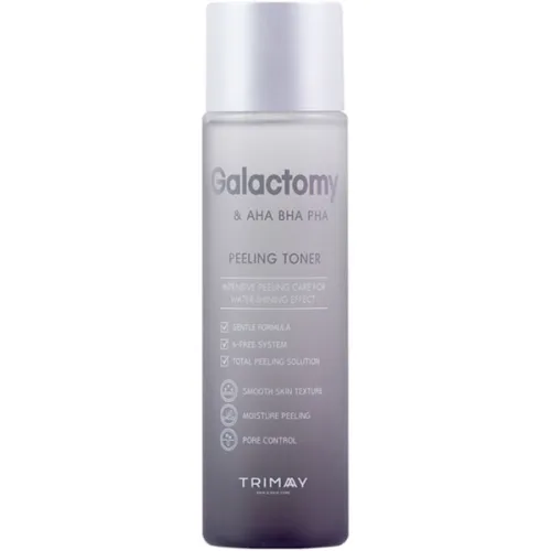 Пилинг тонер для лица Trimay Galactomy & AHA-BHA-PHA Peeling Toner с галактомисисом и кислотами, 200 мл.