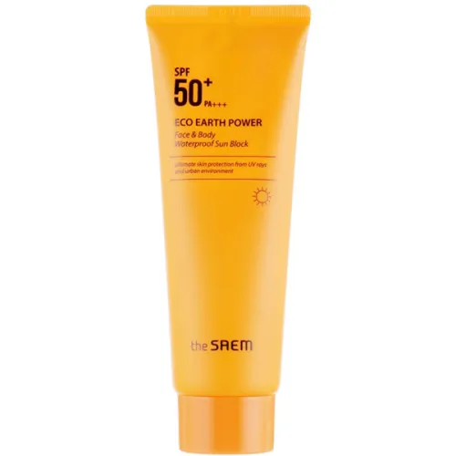 Водостойкий солнцезащитный крем для лица и тела The Saem Eco Earth Face & Body Waterproof Sun Cream SPF50+ PA++++, 100 г.