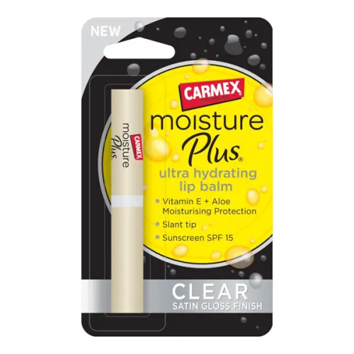 Бальзам для губ «глянцевий» Carmex Moisture Plus Ultra Hydrating Lip Balm Clear Satin Gloss Finish SPF15, 2 г.