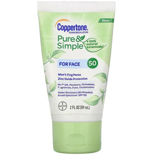Солнцезащитный лосьон для лица Coppertone Pure & Simple Sunscreen Lotion For Face SPF50, 59 мл.