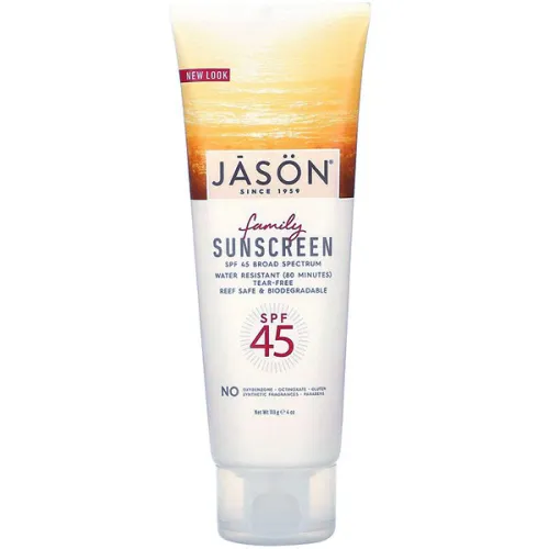 Сонцезахисний засіб для всієї родини Jason Natural Family Sunscreen SPF45, 113 г.