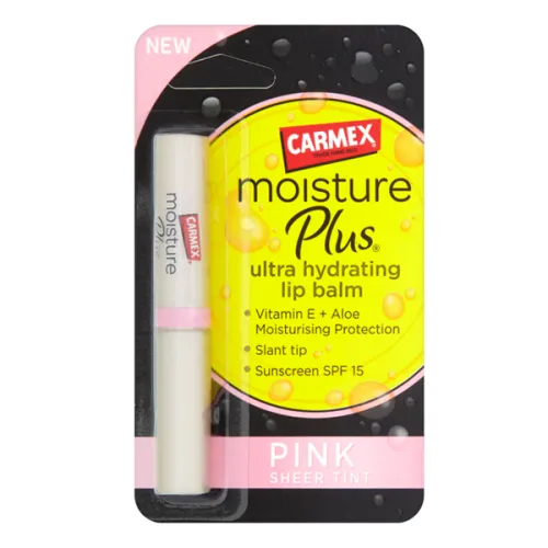 Лечебный восстанавливающий бальзам для губ, розовый Carmex Moisture Plus Ultra Hydrating Lip Balm Pink Sheer Tint SPF 15, 2