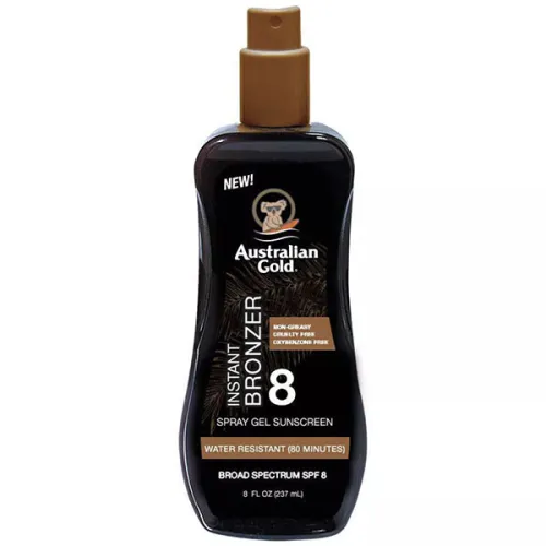 Сонцезахисний спрей-гель для засмаги Australian Gold Spray Gel Sunscreen with Instant Bronzer SPF8 з бронзатором, 237 мл.