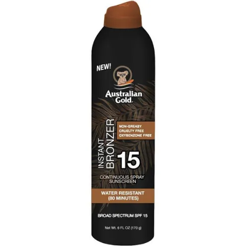 Сонцезахисний спрей для засмаги Australian Gold Sunscreen Continuous Spray Instant Bronzer SPF15 з бронзатором, 170 г.