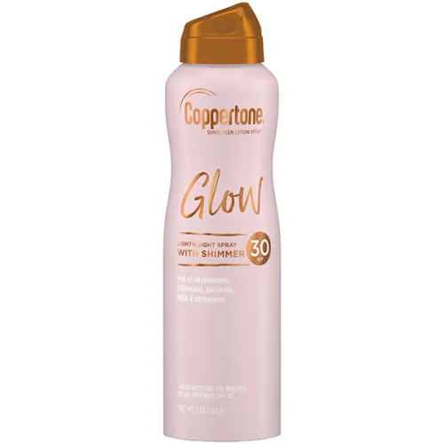 Мерцающий солнцезащитный спрей для лица и тела Coppertone Glow Shimmering Sunscreen Spray with Broad Spectrum SPF30, 142 г.