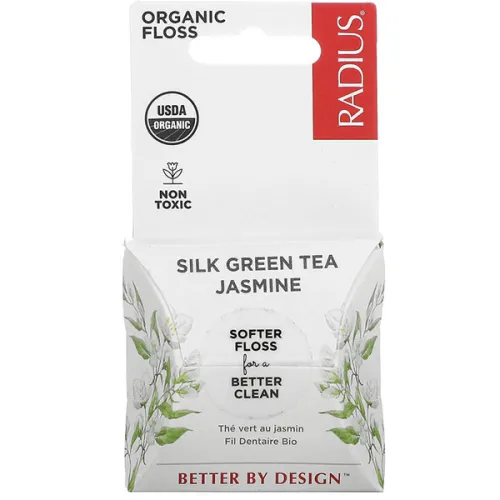 Органічна зубна нитка «зелений чай Radius Organic Silk Green Tea Jasmine Floss з жасмином»