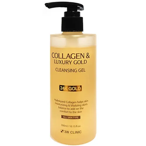 Очищающий гель для лица 3W Clinic Collagen & Luxury Gold Cleansing Gel с коллагеном и золотом, 300 мл.