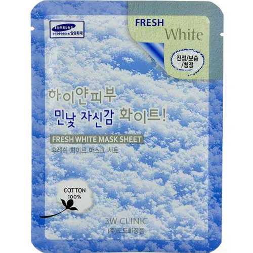 Осветляющая тканевая маска для лица 3W Clinic Fresh White Mask Sheet, 23 мл.