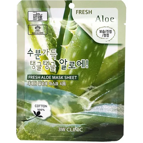 Тканинна маска для обличчя 3W Clinic Fresh Aloe Mask Sheet з екстрактом алое, 23 мл.