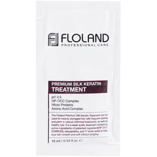 Кондиціонер для відновлення пошкодженого волосся Floland Premium Silk Keratin Treatment з кератином, 10 мл.