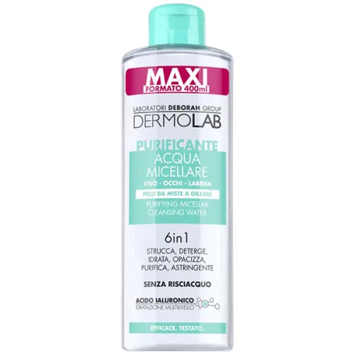 Очищающая мицеллярная вода Deborah Dermolab Purifying Cleansing Water 6in1, 400 мл.