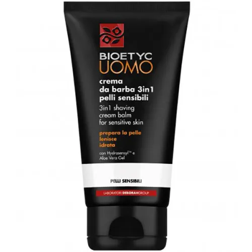 Чоловічий крем для гоління для чутливої шкіри обличчя Deborah Bioetyc UOMO 3in1 Shaving Cream for Sensitive Skin, 150 мл.