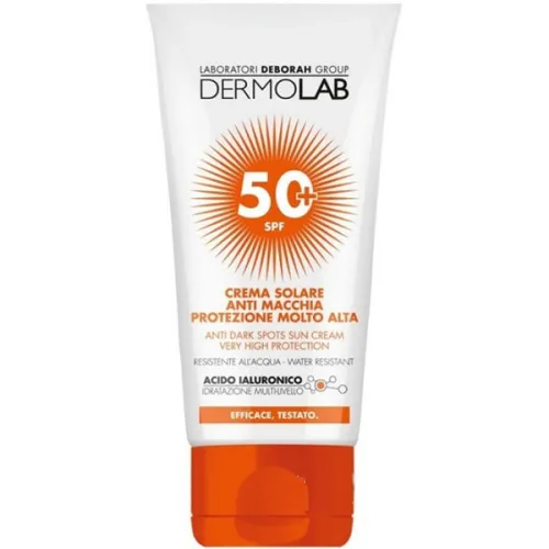 Сонцезахисний крем Deborah Dermolab Anti Dark Spots Sun Cream Very High Protection SPF50+ з гіалуроновою кислотою, 50 мл.