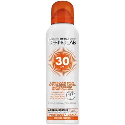 Солнцезащитное молочко Deborah Dermolab Sun Milk Spray Multi-Position Fast Application High Protection SPF30 с гиалуроновой