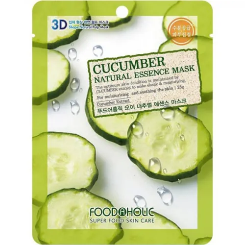 Тканинна маска для обличчя Food A Holic Natural Essence Mask Cucumber з екстрактом огірка, 23 г.