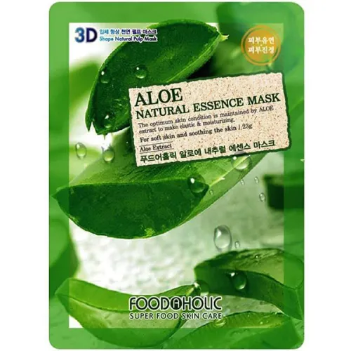 Тканинна маска для обличчя Food A Holic Natural Essence Mask Aloe з екстрактом алое вера, 23 г.